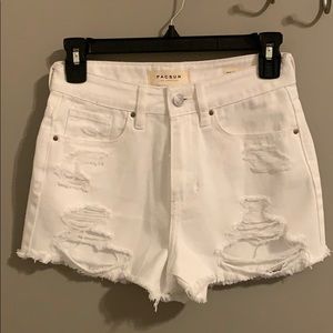 White high waisted jean shorts